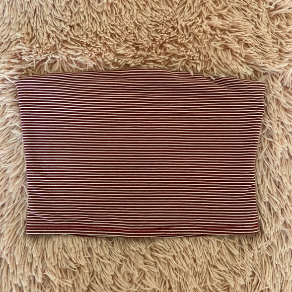 ⚡️Maroon and White Striped Tube Top⚡️ - Picture 2 of 3